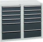 Schubladenschrank STS,410 RAL 7035/7016,8x100 4x200 mm