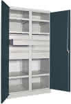 Schwerlastschrank m.Türen,B1040xT630xH1950 mm,6 FB, SL 6xFH 125,2x175mm - RAL 7035/7016 Mittelw