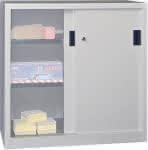Schiebetürenschrank,B1000xT500xH1000 mm,2 Böden verzinkt - RAL 7035