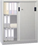 Schiebetürenschrank,B1000xT600xH1200 mm,2 Böden verzinkt - RAL 7035