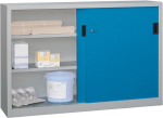 Schiebetürenschrank,B1500xT600xH1000 mm,4 Böden verz. Mittelwand - RAL 7035/5012