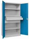 Schwerlastschrank m.Türen,B1040xT630xH1950 mm,3 FB,SL je 1x75,125,175mm - RAL 7035/5012