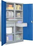 Schwerlastschrank,1950/630/1040,Drehg., mit Trennwand - 6 Böden, 6 Schubladen