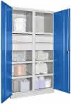 Schwerlastschrank,1950/630/1040,Drehg., mit Trennwand - 6 Böden, 4 Schubladen