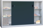 Schiebetürenschrank,B2000xT600xH1000 mm,4 Böden verz. Mittelwand - RAL 7035/7016
