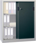Schiebetürenschrank,B1000xT600xH1200 mm,2 Böden verzinkt - RAL 7035/7016