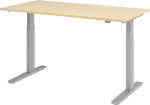 Schreibtisch höhenvers.,1600x800x700-1200 mm,Gestell silber, - Platte Ahorn
