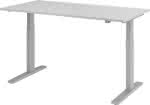 Schreibtisch höhenvers.,1600x800x700-1200 mm,Gestell silber, - Platte Lichtgrau