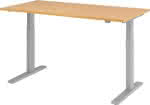 Schreibtisch höhenvers.,1600x800x700-1200 mm,Gestell silber, - Platte Buche