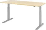 Schreibtisch höhenvers.,1800x800x700-1200 mm,Gestell silber, - Platte Ahorn
