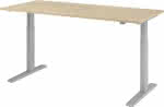 Schreibtisch höhenvers.,1800x800x700-1200 mm,Gestell silber, - Platte Eiche