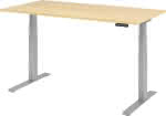 Schreibtisch höhenvers.,1600x800x640-1290 mm,Gestell silber, - Platte Ahorn