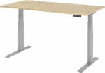 Schreibtisch höhenvers.,1600x800x640-1290 mm,Gestell silber, - Platte Eiche