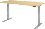 Schreibtisch höhenvers.,1800x800x640-1290 mm,Gestell silber, - Platte Ahorn