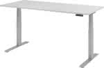 Schreibtisch höhenvers.,1800x800x640-1290 mm,Gestell silber, - Platte Lichtgrau