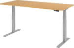 Schreibtisch höhenvers.,1800x800x640-1290 mm,Gestell silber, - Platte Buche