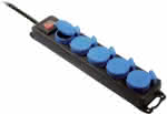 Profi-Steckdosenblock,5-fach, blau