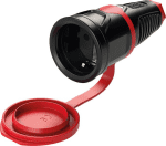 Schutzkontaktkupplung,IP54 Vollgummi+Deckelband,16A / 250V AC / 3p (2P+E)