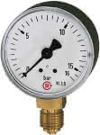 Manometer stehend 50mm,0-10bar G1/4",Einfachskala, - Kunststoffgeh., RIEGLER