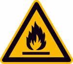 Warnschild Aluminium,SL 200 mm Warnung vor,feuergefährlichen Stoffen - SafetyMarking