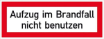 Brandschutzschild Folie,B297xH105 mm,Aufzug im Brandfall n.b. - langnachleuchtend