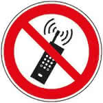 Verbotsschild Folie,D200 mm,Mobilfunk verboten - SafetyMarking