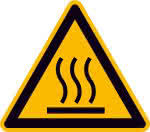Warnschild Folie,SL 50 mm Warnung vor,heißer Oberfläche - 10 Stk.pro Bogen