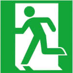 Fluchtwegschild Alu,B200xH200 mm Notausgang,links - langnachleuchtend