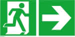 Fluchtwegschild Folie,B400xH200 mm Notausgang,rechts mit Pfeil rechts - langnachleuchtend
