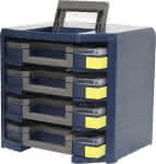 Trageschrank HandyBoxxser Polypropylen mit 4 Sortimentskoffern blau