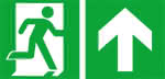 Fluchtwegschild Alu,B300xH150 mm Notausgang,rechts mit Pfeil gerade - langnachleuchtend