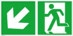 Fluchtwegschild Alu,B300xH150 mm Notausgang,links mit Pfeil links - abwärts langnachleuchtend