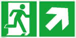 Fluchtwegschild Alu,B300xH150 mm Notausgang,rechts mit Pfeil rechts - aufwärts langnachleucht