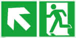 Fluchtwegschild Alu,B300xH150 mm Notausgang,rechts mit Pfeil links - aufwärts langnachleuchte