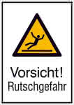 Warnschild Aluminium,B262xH371 mm,Vorsicht Rutschgefahr