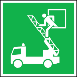 Fluchtwegschild Alu,B200xH200 mm,Rettungsausstieg - langnachleuchtend