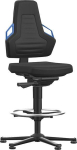 Bimos Arbeitsstuhl,Nexxit 3 Griff blau,Sitzhöhe 570-820 mm - Stoff schwarz,Fußring