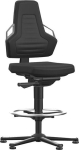 Bimos Arbeitsstuhl,Nexxit 3 Griff grau,Sitzhöhe 570-820 mm - Stoff schwarz,Fußring