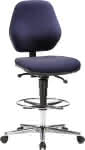 Bimos Arbeitsstuhl,Stoffpolster blau,Sitzhöhe 620-870 mm - mit Rollen / Fußring