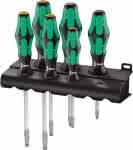 WERA Schraubendrehersatz,334/355 SK/6 Schlitz/PZ,6-teilig mit Rack