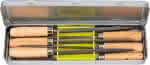 Schlüsselfeilensatz 100mm,6tlg., Hieb 2 m. Holzheft,in Metallbox