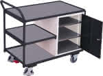 Tischwagen 250kg,B1125xT625xH1010mm,RAL 7035/7016 - 1 Schrank,3 Ladeflächen