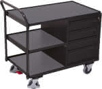 Tischwagen 250kg,B1125xT625xH1010mm,RAL 7035/7016 - 4 Schubladen,3Ladeflächen
