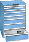 Schubladenschrank 36x36E,717x725x1000 8 Schub.,,75kg Typ D2x230V KEYLock - Lichtblau RAL5012