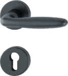 HOPPE Drückergarnitur,1510/42KB/42KBS Rosette,rund PZ 8mm schwarz matt