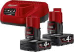 Akku-Starter Set,M12 NRG-402 Milwaukee,2x12,0 V 4,0 Ah