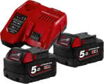 Akku-Starter Set,M18 NRG-502 Milwaukee,2x18,0 V 5,0 Ah