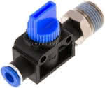 3/2-Wege-Absperrventil R 3/8"-,6mm, Schlauchseite entlüftend