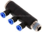 Steck-Mehrfachverteiler, 3-,fach R 1/4"-4mm, IQS-Standard