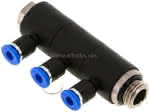 Steck-Mehrfachverteiler, 3-,fach G 1/4"-4mm, IQS-Standard
